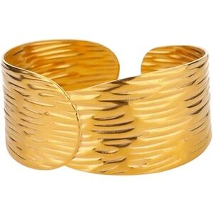 Elegant Gold Color Textured Cuff Bracelet